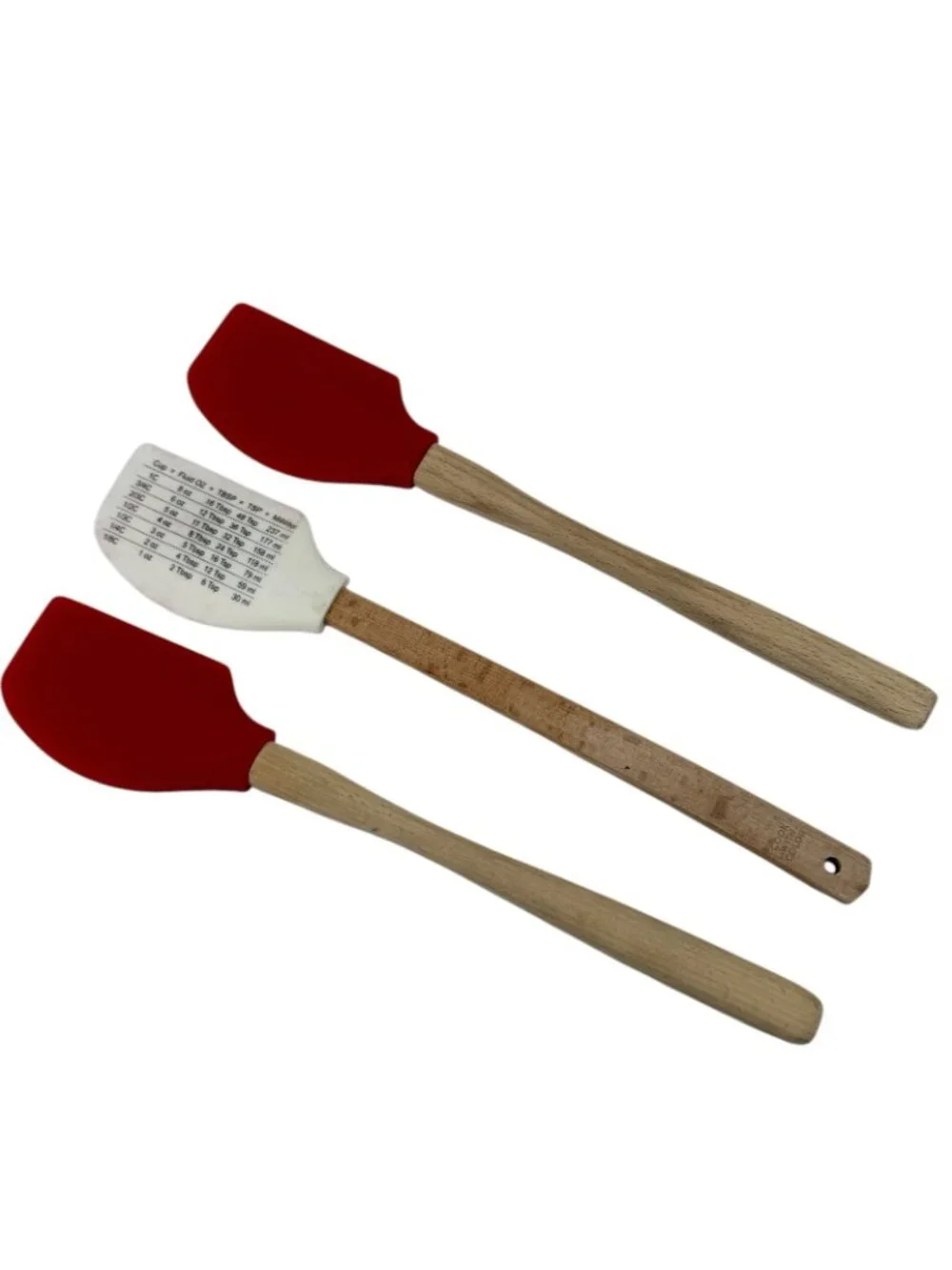 3 Christmas Spatula Gingerbread Candy Cane Reindeer Snow Wooden Handle Unused